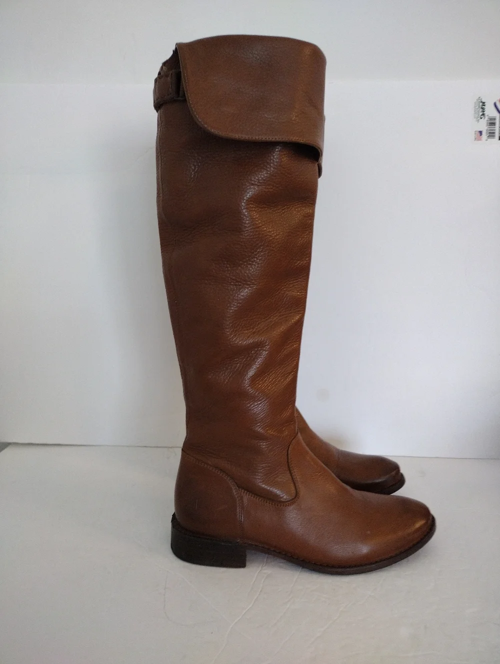 Frye Shirley Over The Knees Boots Size 7.5 Brown Leather Thigh High Fold Over - Picture 6 of 16